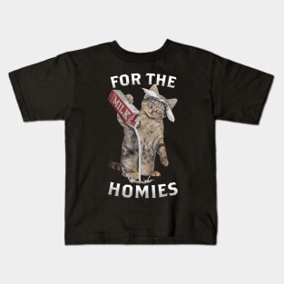 Funny Cat Drop milk for the Homies Kids T-Shirt